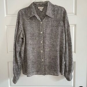 VTG 90s NYC Design 100% Silk Womens Snake Print Button Up Blouse L Contemporary